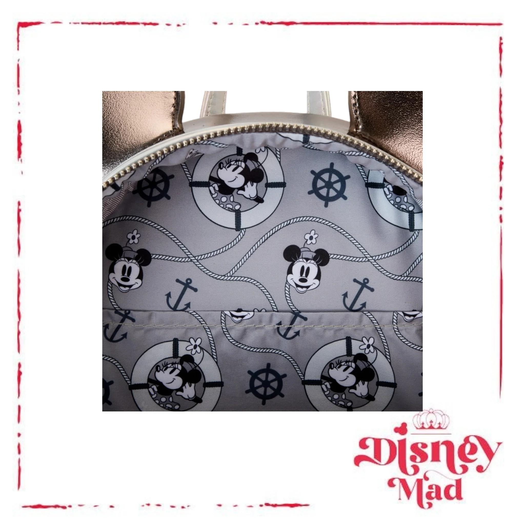 D23 Limited Edition Steamboat Willie Platinum Minnie Mouse Mini Backpack - Image 7