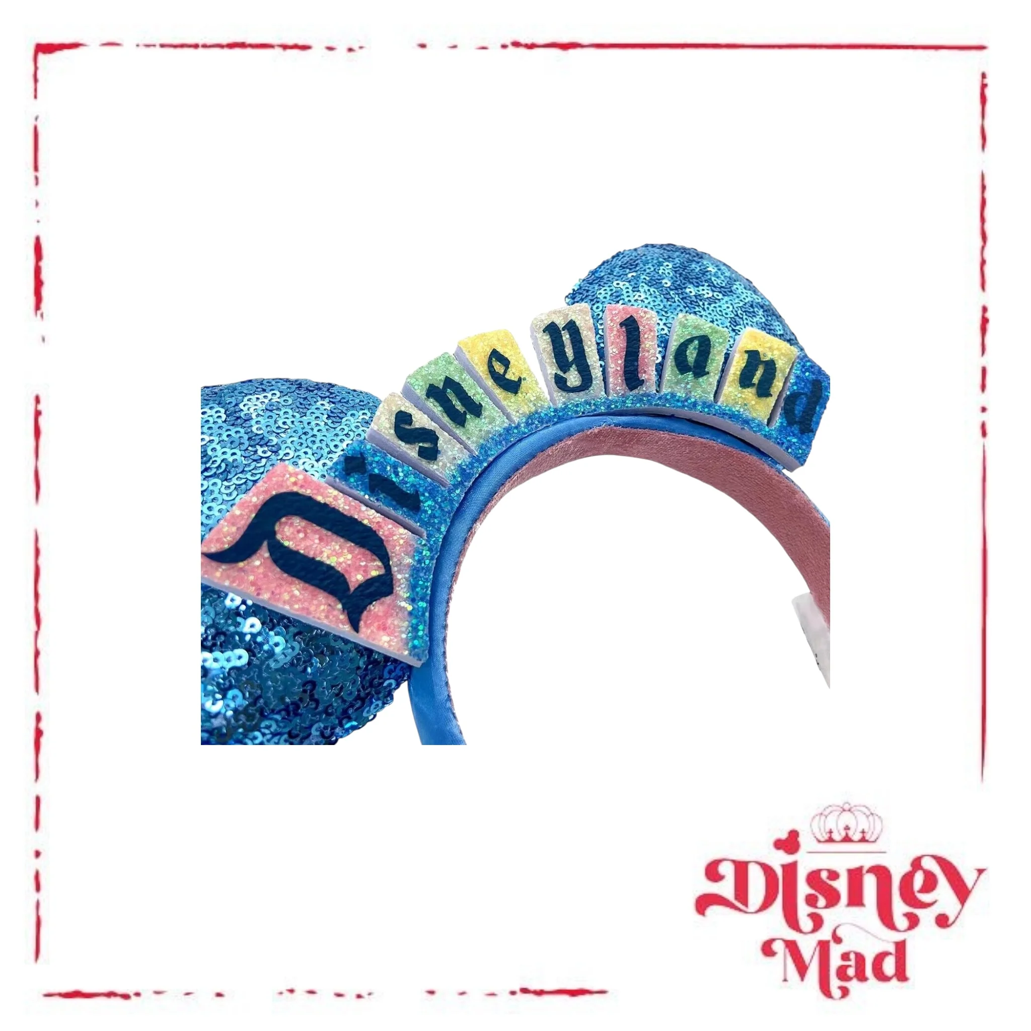 Disney Parks Disneyland Marquee Sign Minnie Mouse Sequin Ears Headband - Image 3