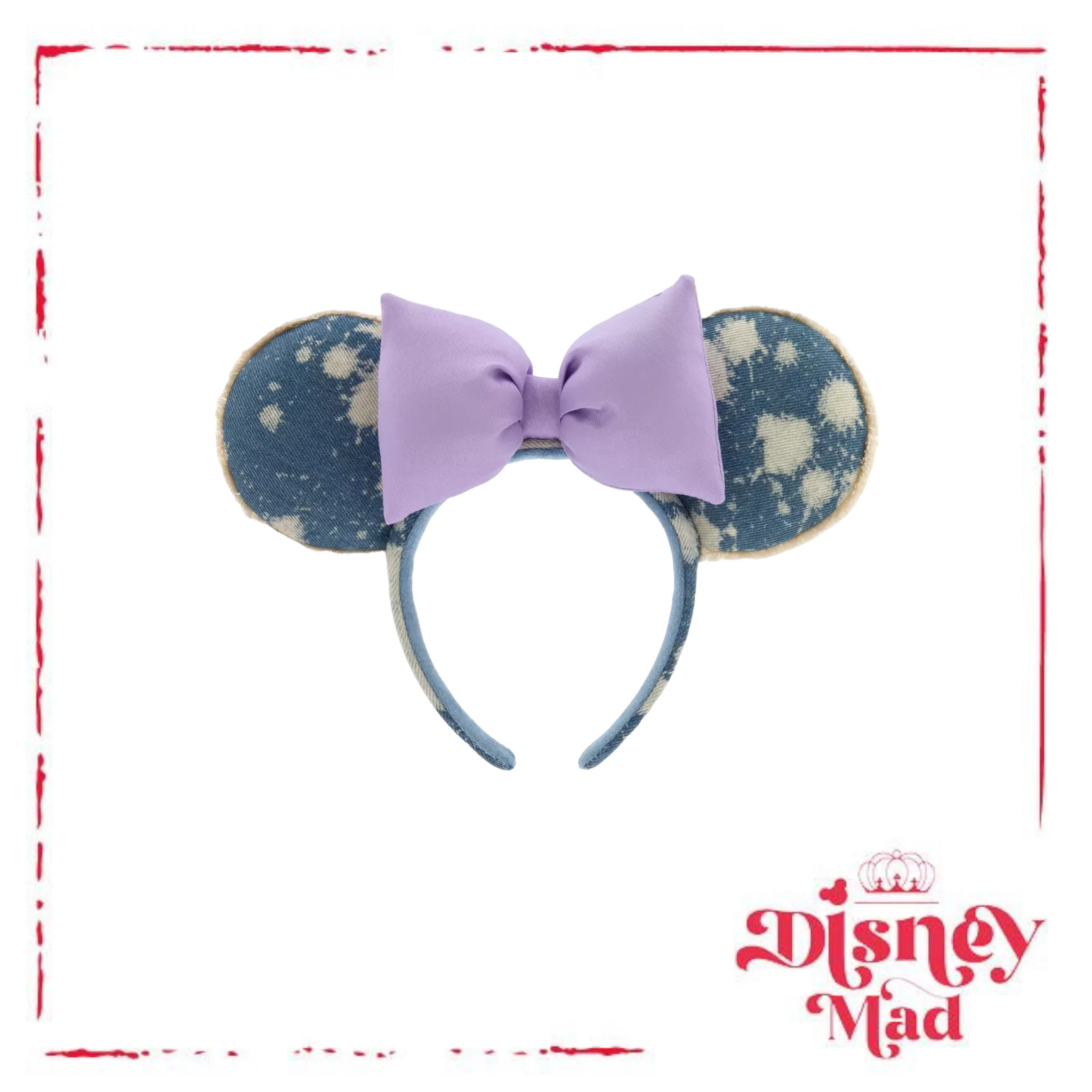 Disney Parks Minnie Mouse Denim and Lavender Ears Headband Disney Parks