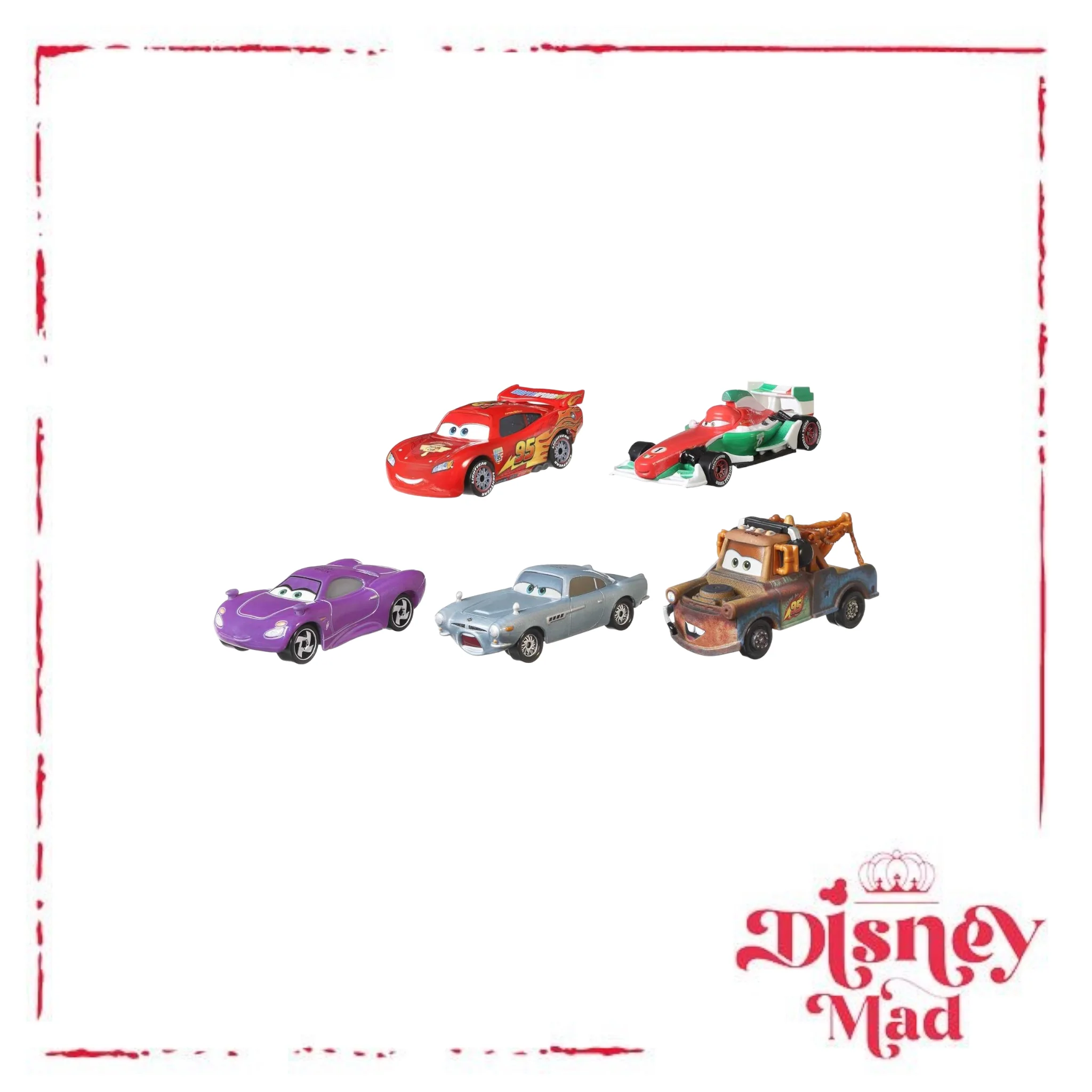 Disney Pixar Cars 2 Vehicle 5-Pack Collection, Set of 5 Collectible Character Cars & Tool Cart Inspired by the World Grand Prix from the Movie Cars 2 - Image 3