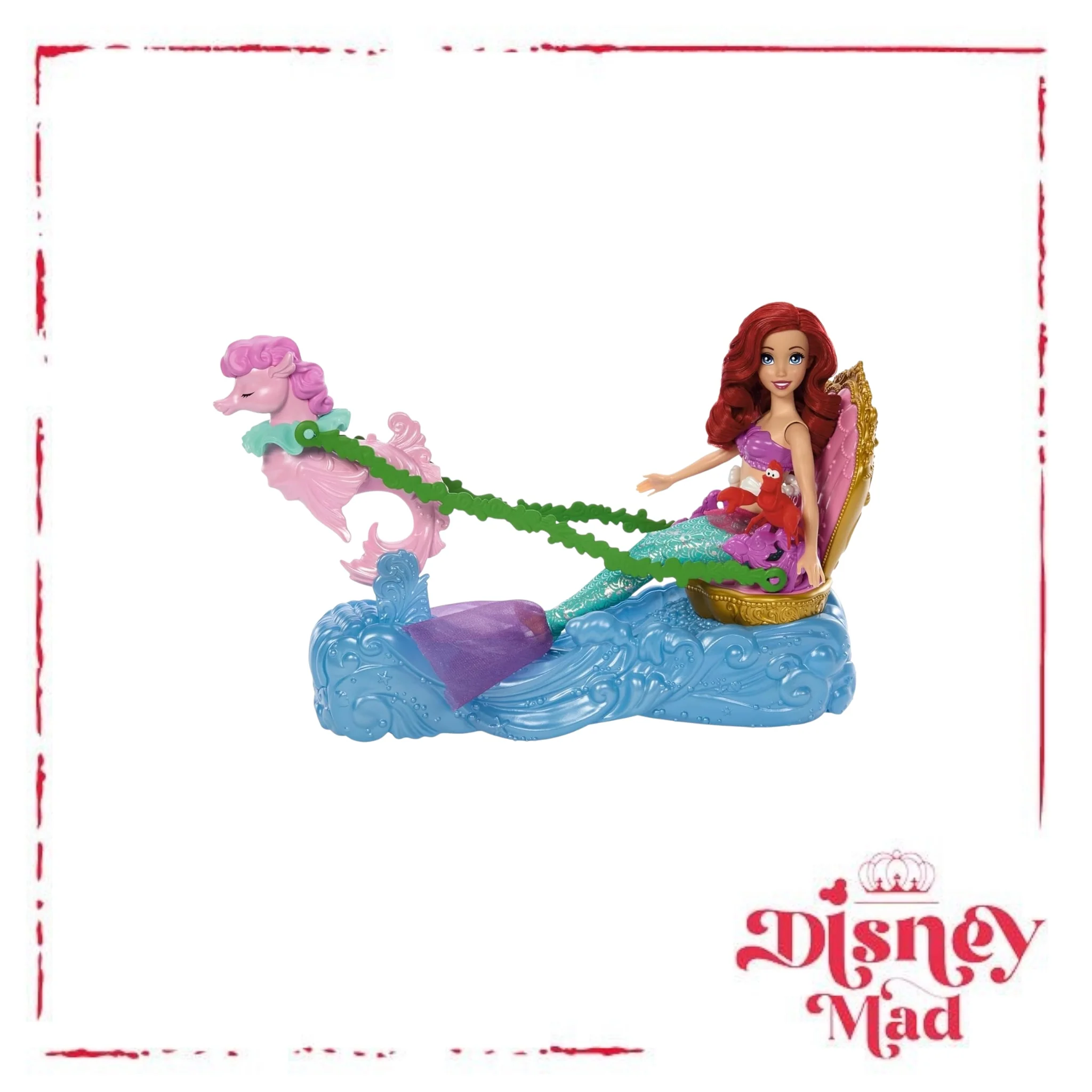 Disney Princess Ariel Mermaid Doll & Rolling Chariot - Image 3