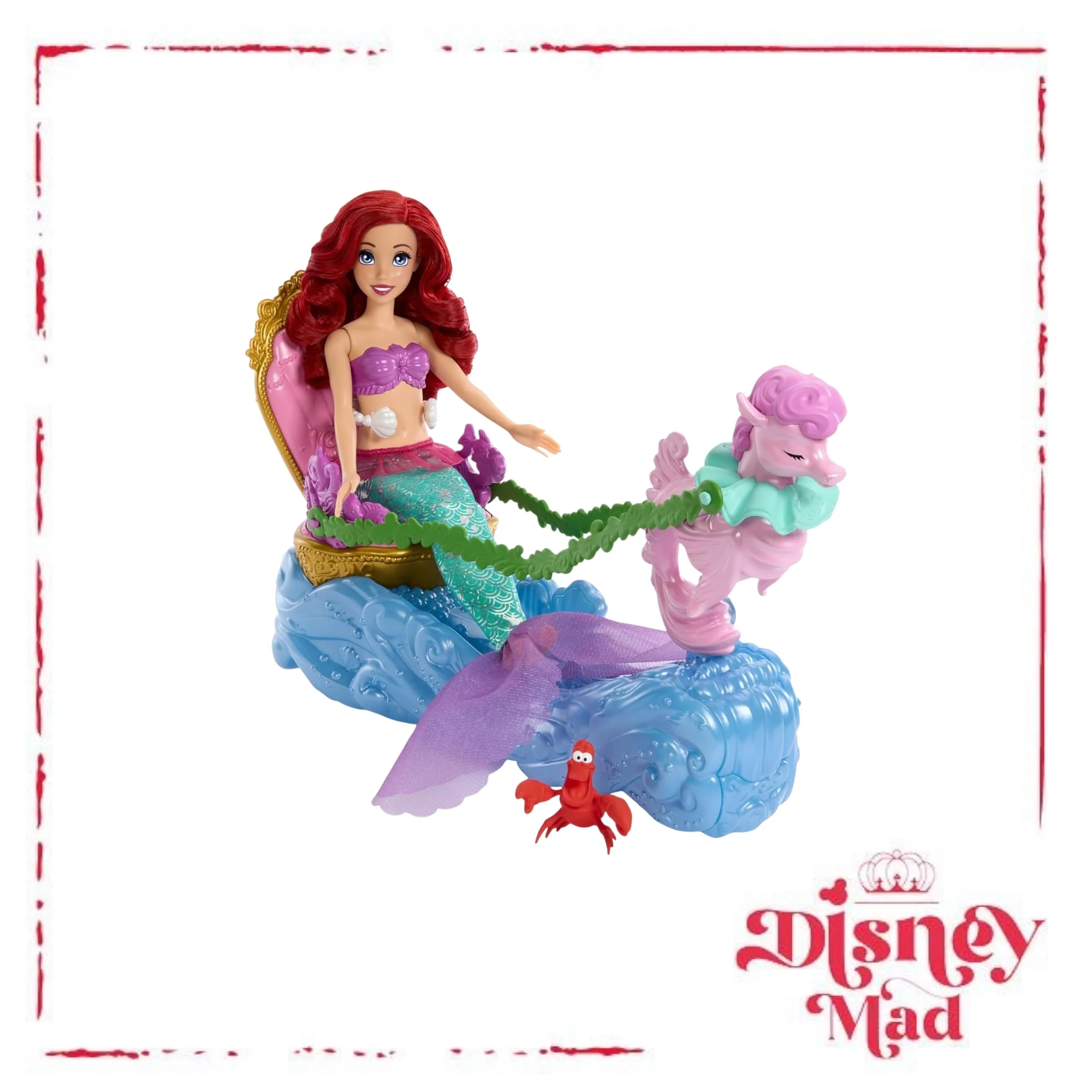 Disney Princess Ariel Mermaid Doll & Rolling Chariot - Image 6
