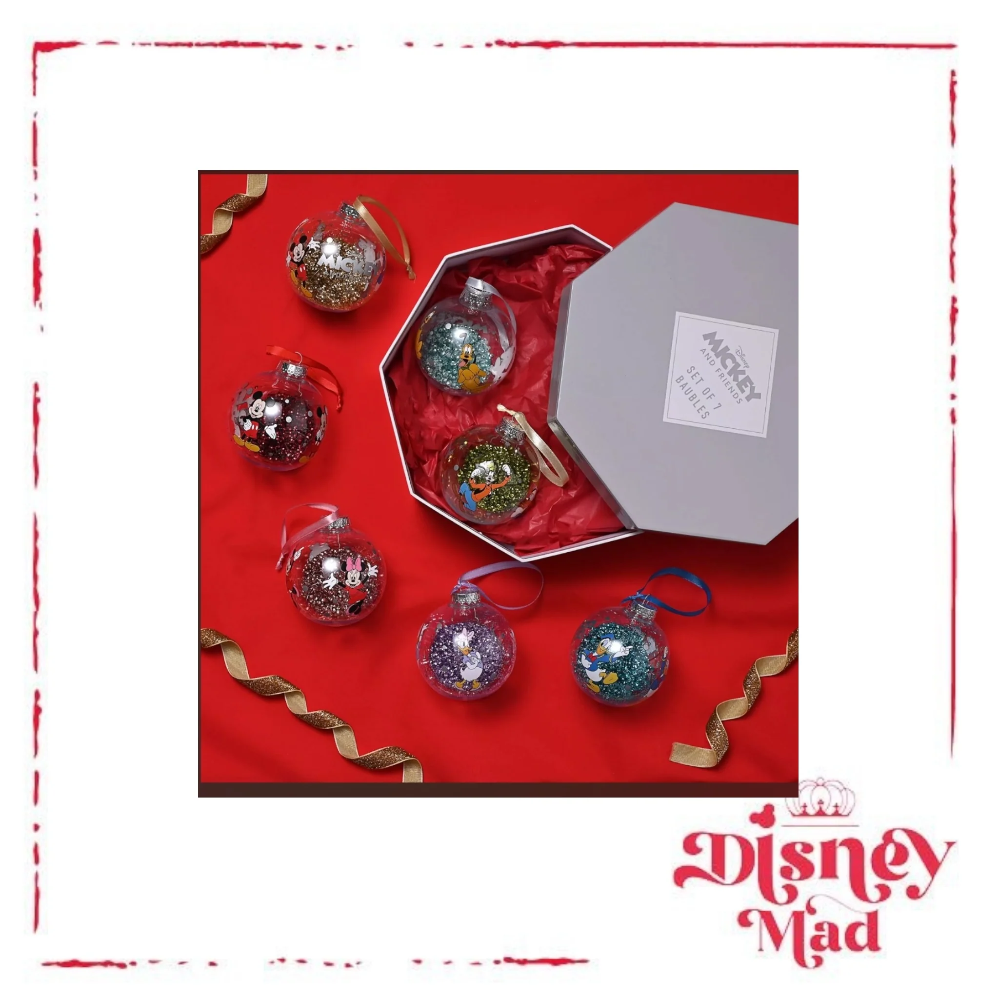 Disney Set of 7 Baubles With Gift Box - Mickey And Friends - Image 2