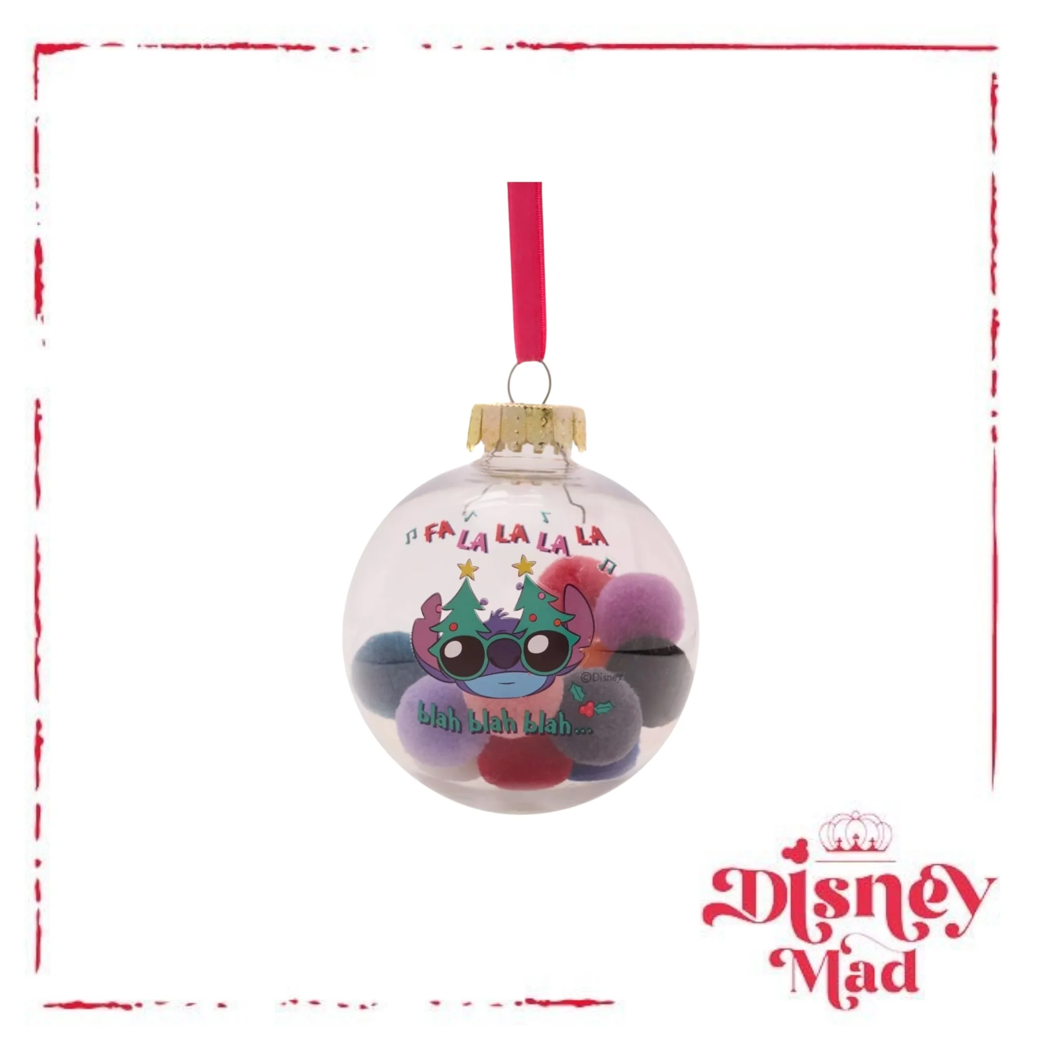 Disney Set Of 7 Baubles With Gift Box -Stitch With Pom Pots - Image 4