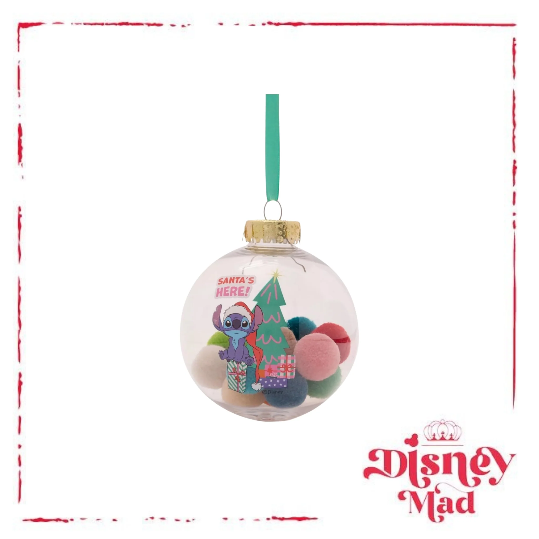 Disney Set Of 7 Baubles With Gift Box -Stitch With Pom Pots - Image 5