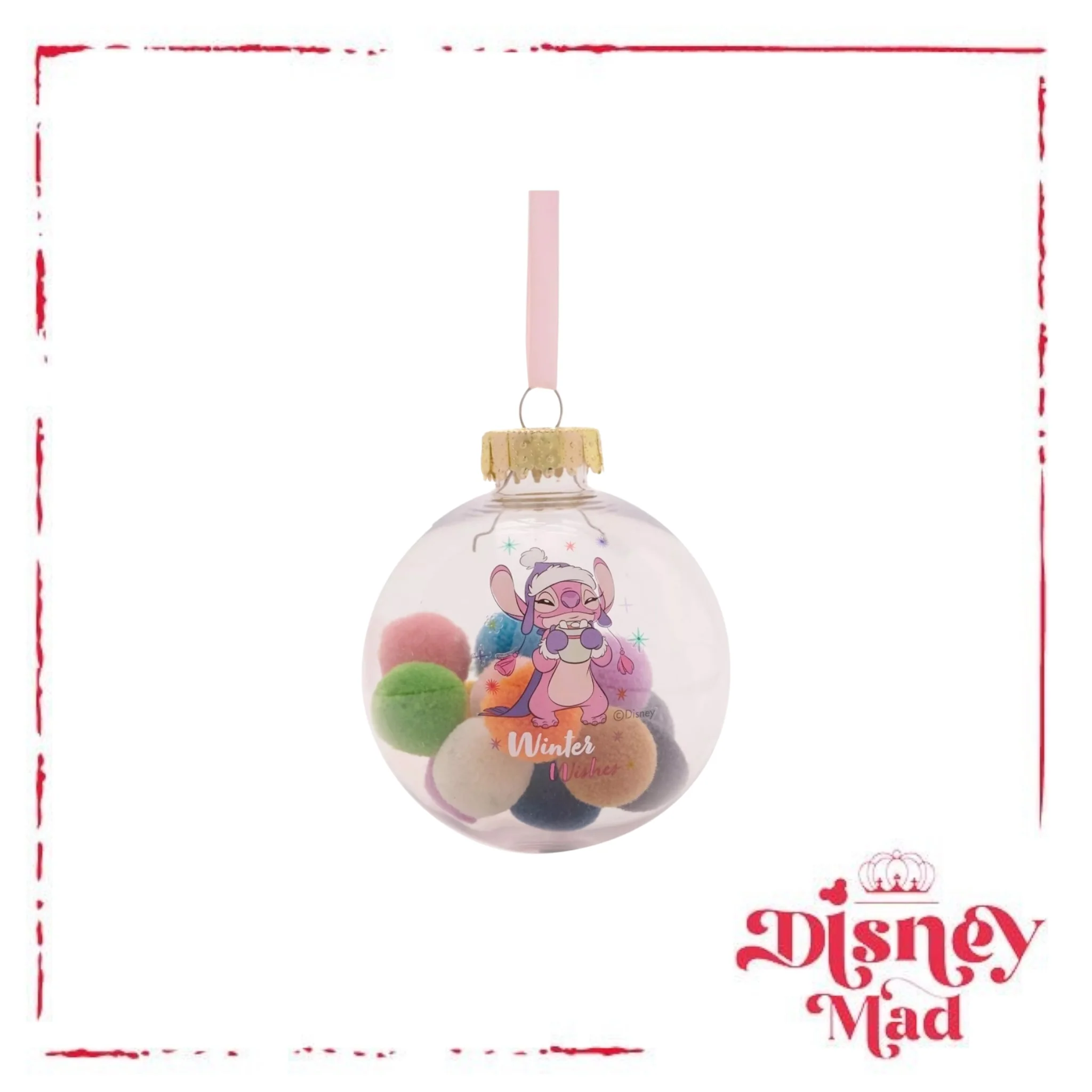 Disney Set Of 7 Baubles With Gift Box -Stitch With Pom Pots - Image 6