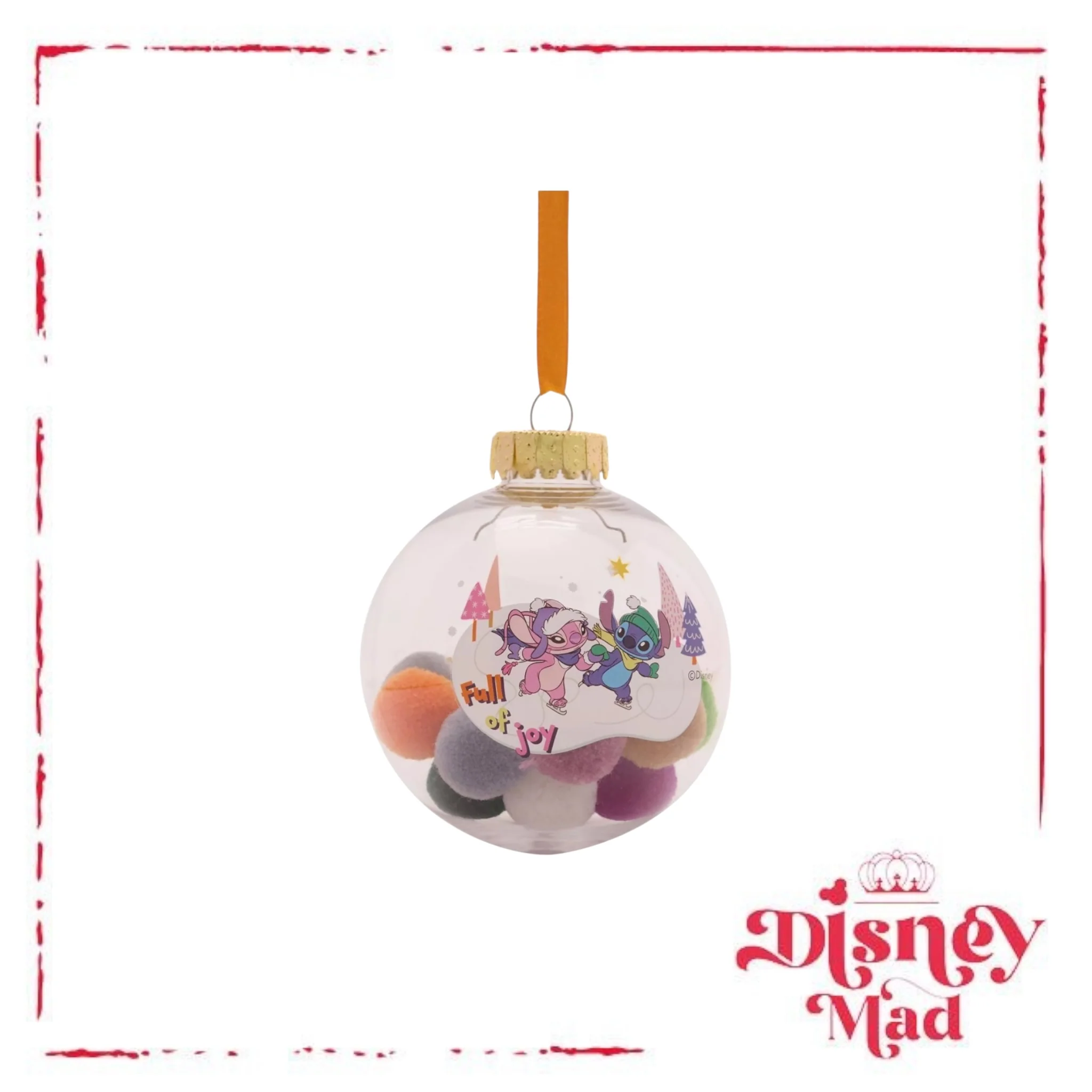 Disney Set Of 7 Baubles With Gift Box -Stitch With Pom Pots - Image 7