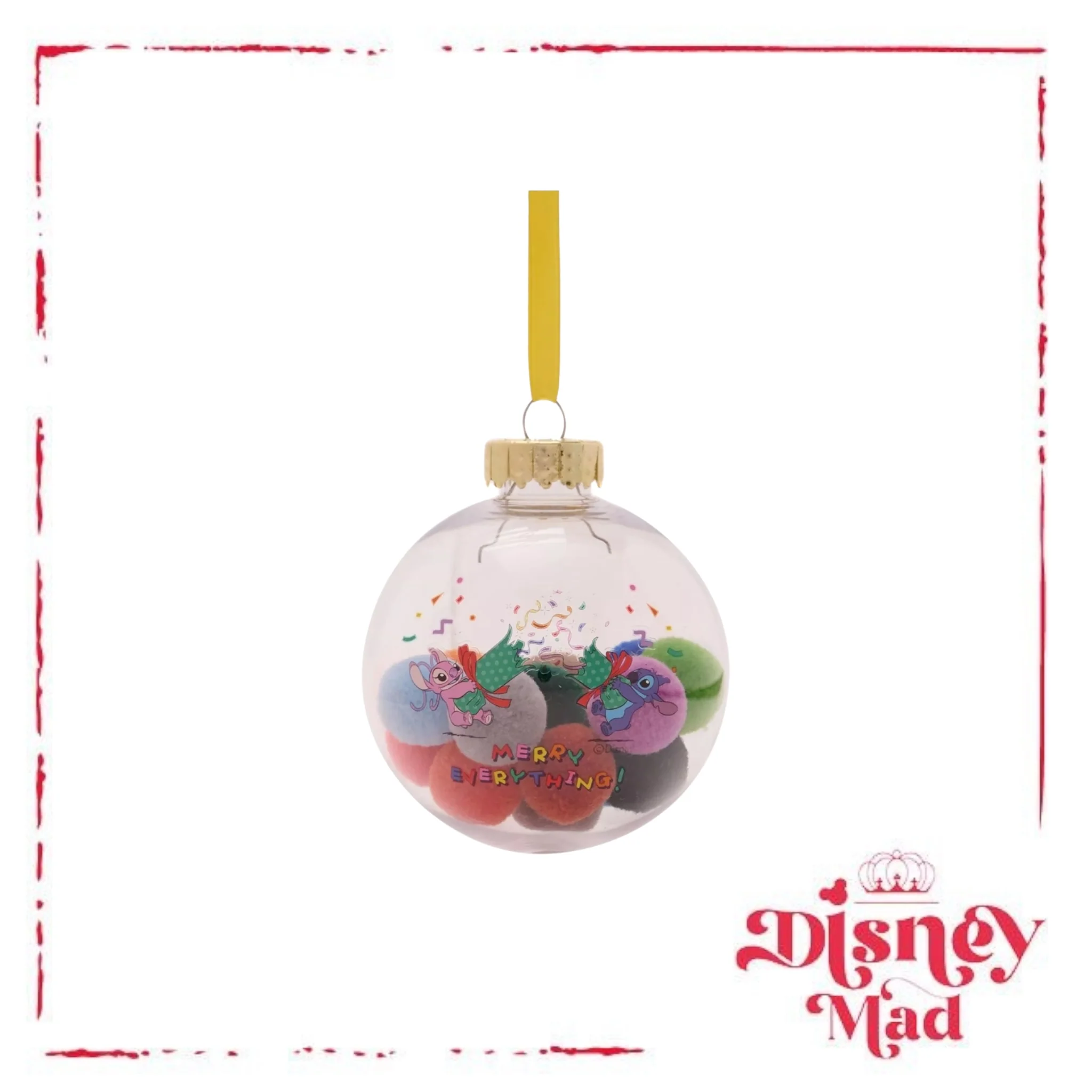 Disney Set Of 7 Baubles With Gift Box -Stitch With Pom Pots - Image 9