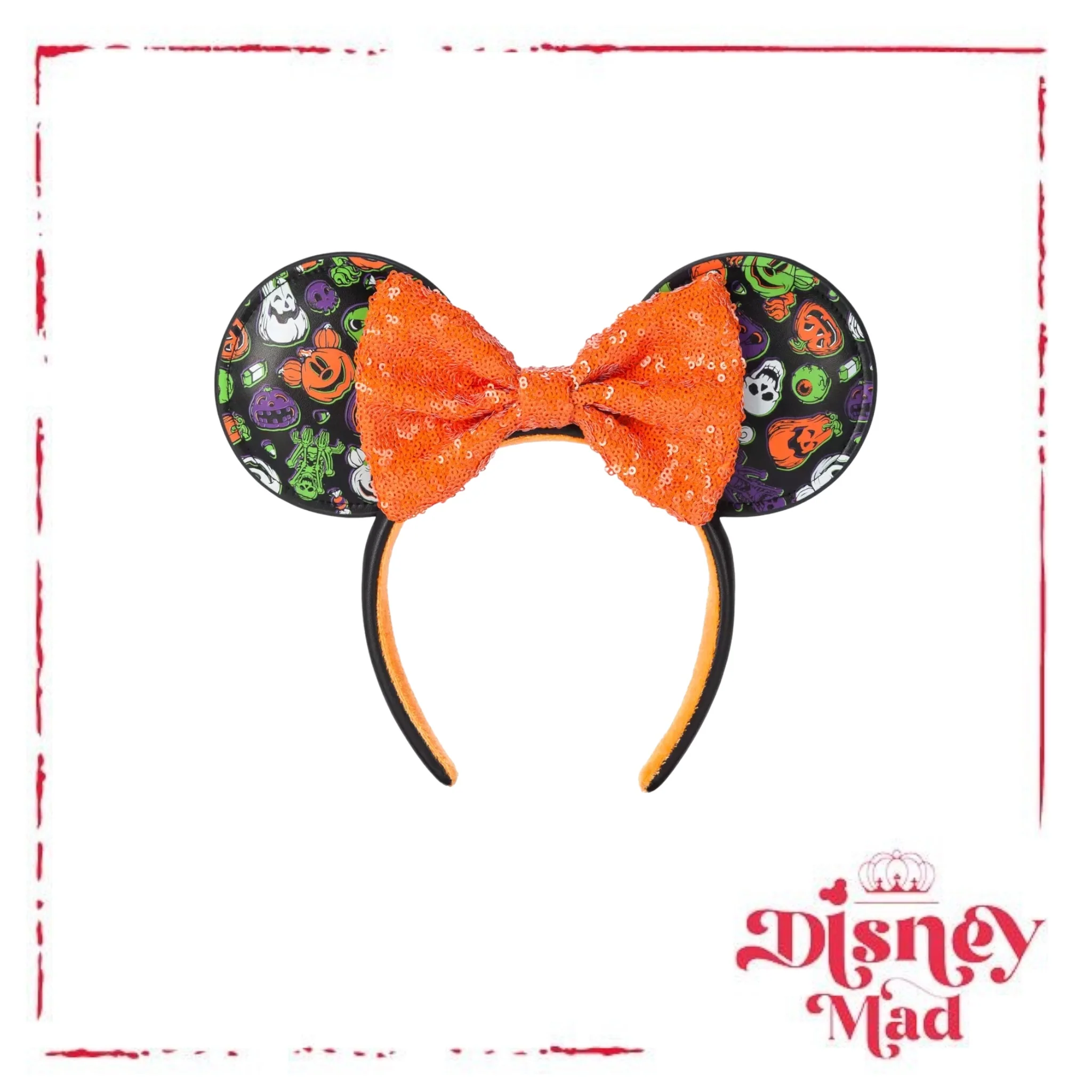 Disney Store Accessories Adults Ear Hats & Headbands Minnie Mouse Glow-in-the-Dark Halloween Ear Headband with Sequined Bow - Disney Parks