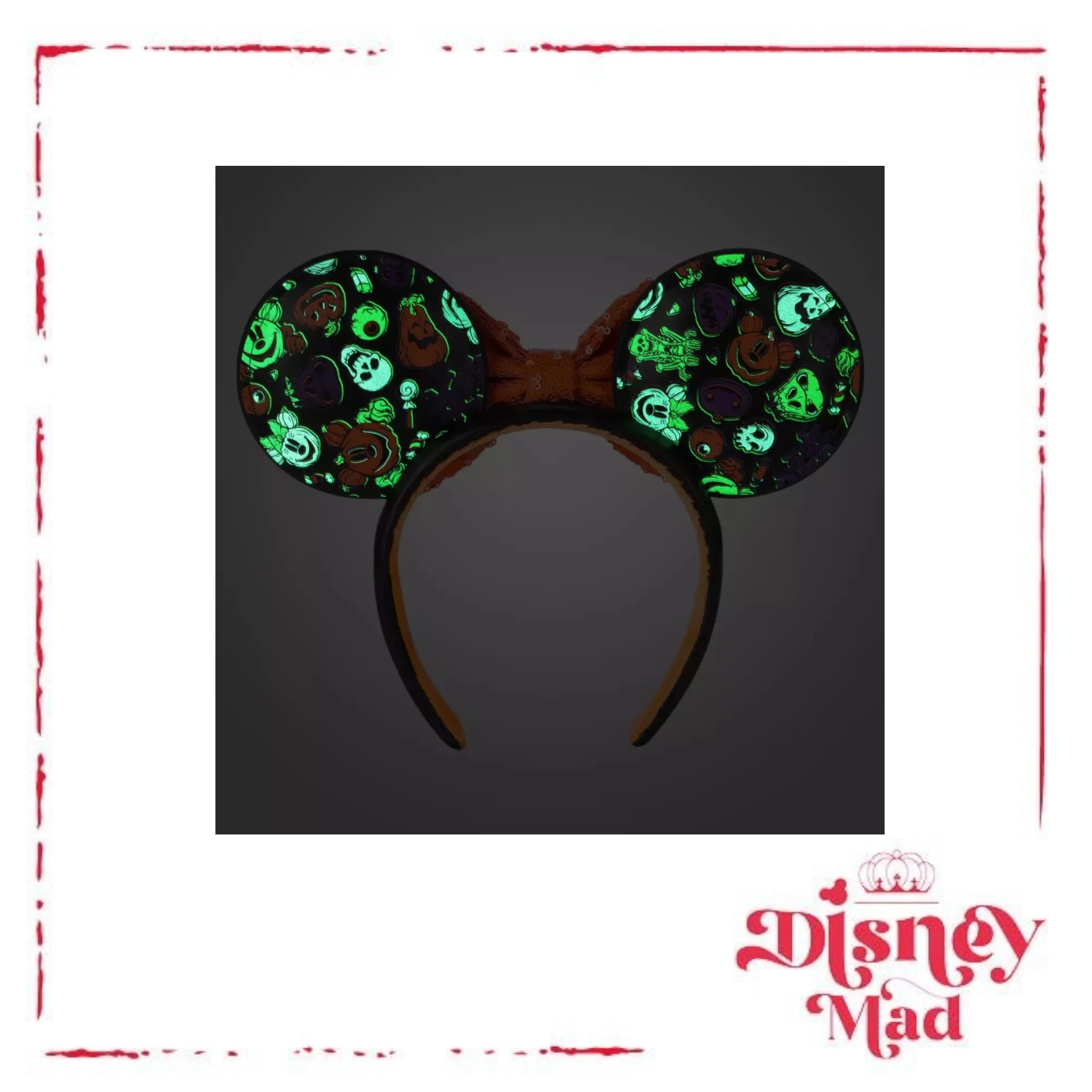 Disney Store Accessories Adults Ear Hats & Headbands Minnie Mouse Glow-in-the-Dark Halloween Ear Headband with Sequined Bow - Disney Parks - Image 4