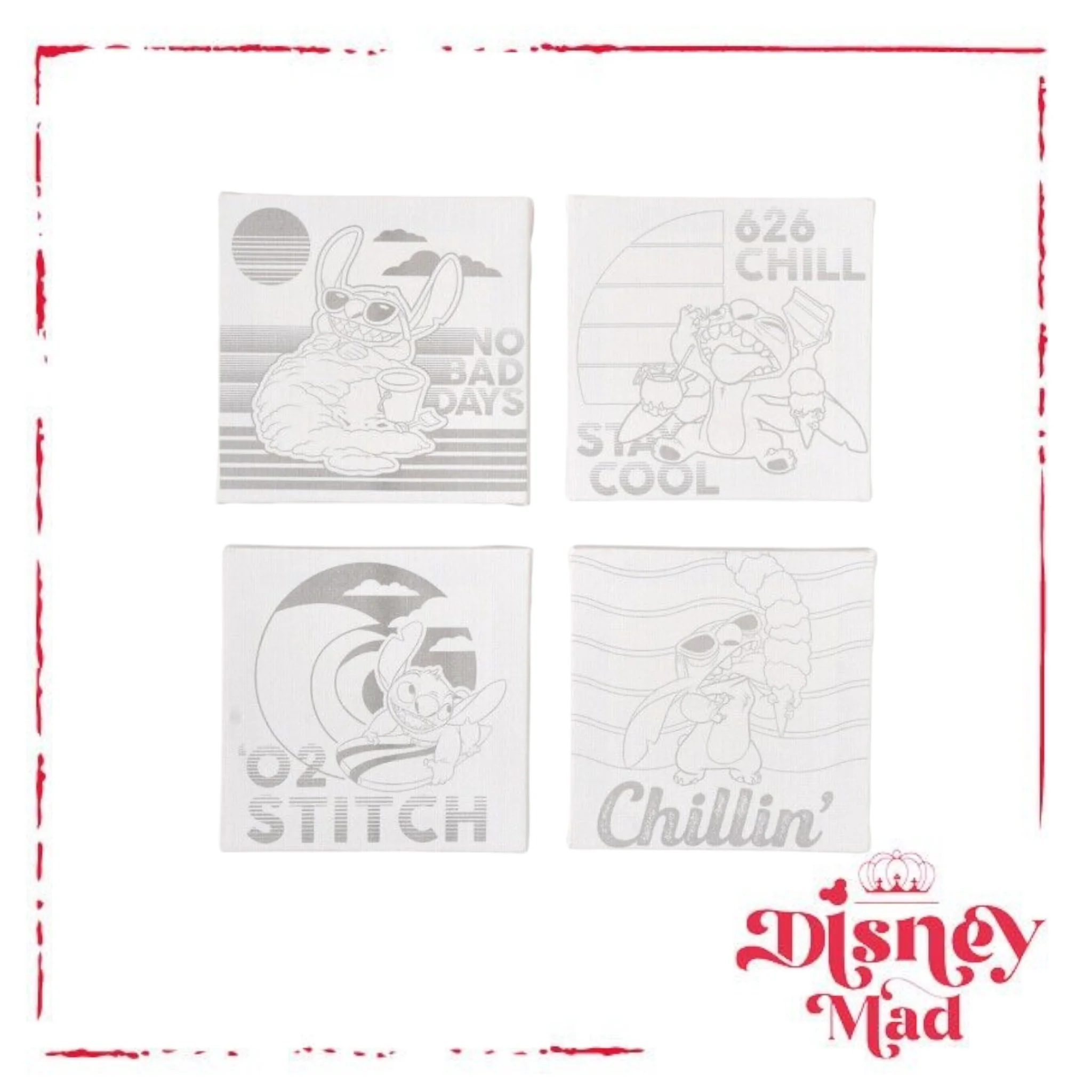Disney Store Japan Stitch Paint Set Canvas 4.9 inch Square with 10 Colors Paint - Image 3