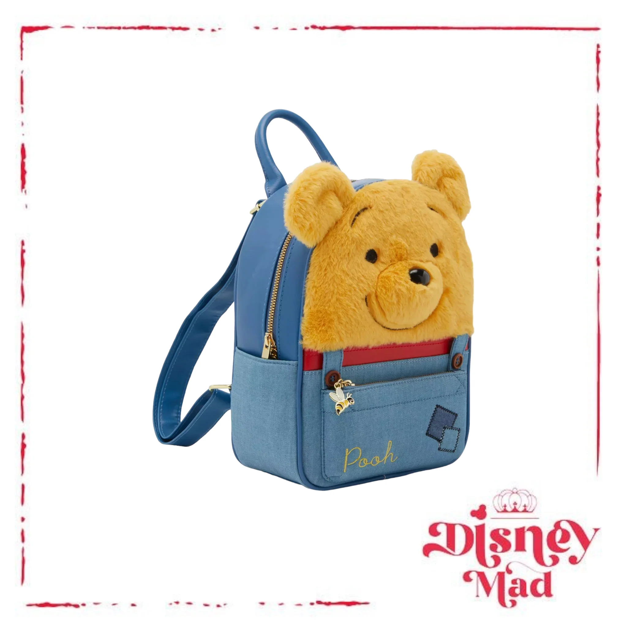 Disney Winnie The Pooh Plush Face Overalls Mini Backpack - Image 2