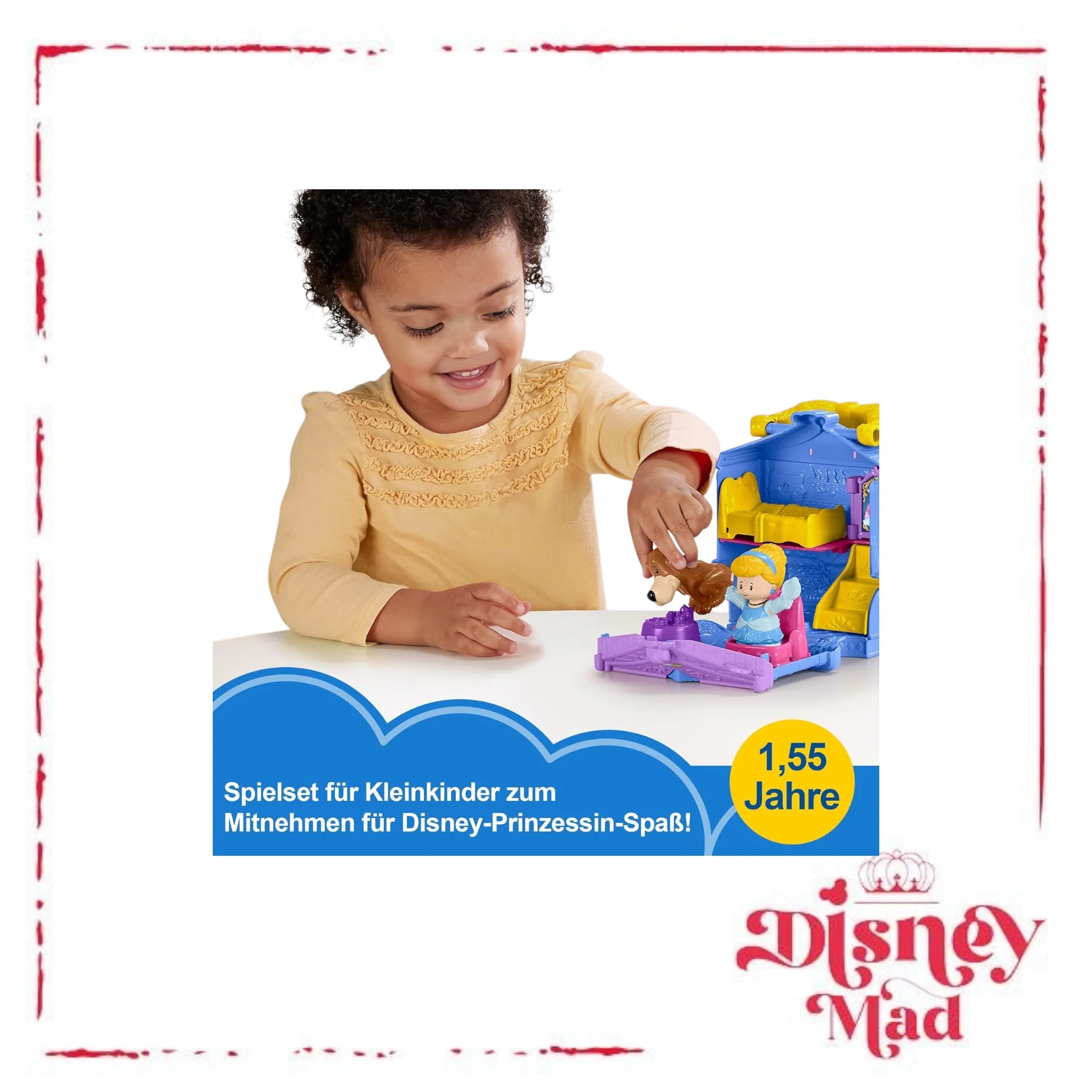 Fisher-Price Disney Princess Cinderella On-the-Go Toddler Playset Carry-Along Case with 2 Little People Figures - Image 3