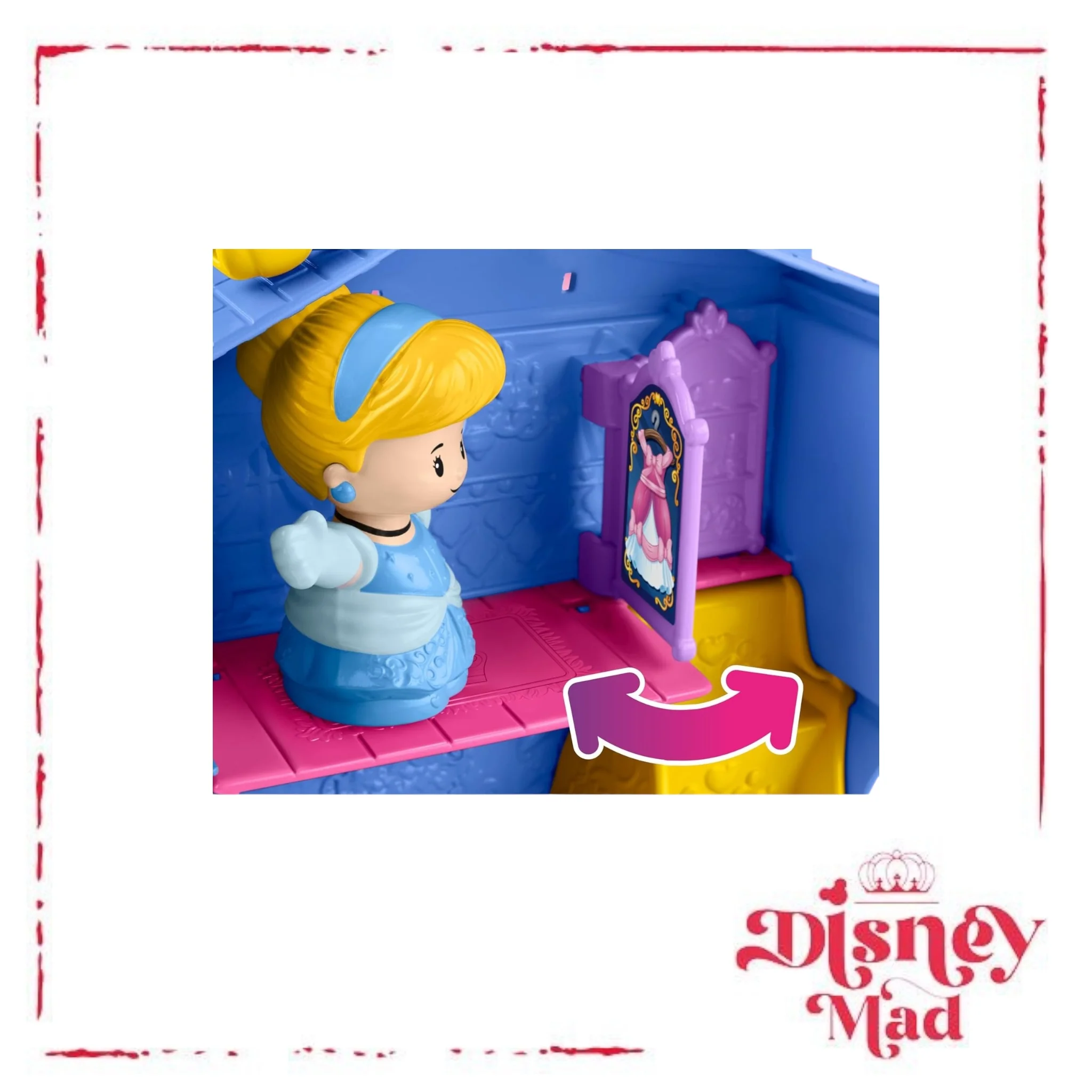 Fisher-Price Disney Princess Cinderella On-the-Go Toddler Playset Carry-Along Case with 2 Little People Figures - Image 4