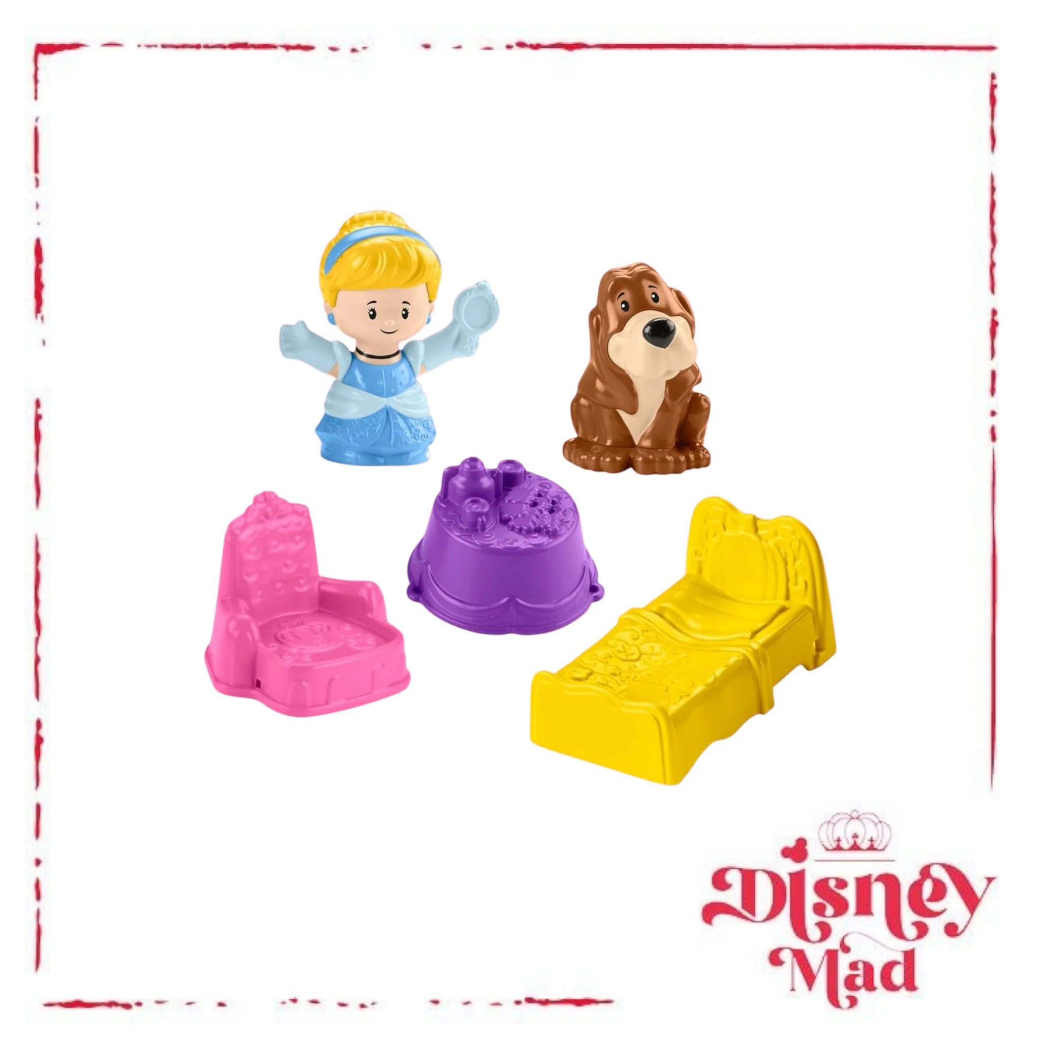 Fisher-Price Disney Princess Cinderella On-the-Go Toddler Playset Carry-Along Case with 2 Little People Figures - Image 6