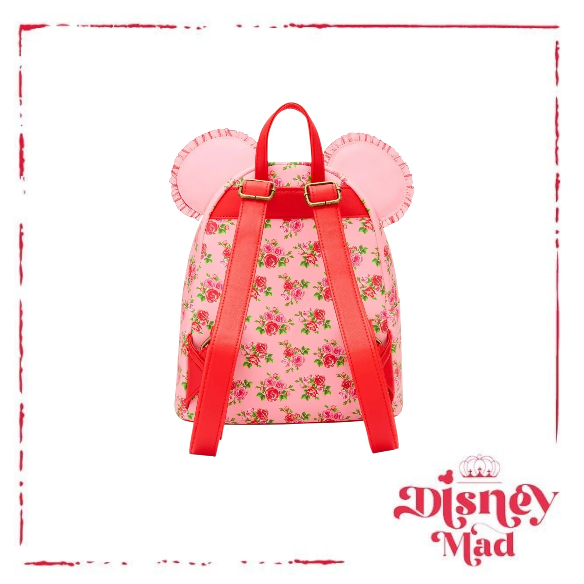 Loungefly Disney Minnie Mouse Pink & Red Roses Figural Mini Backpack - Image 3