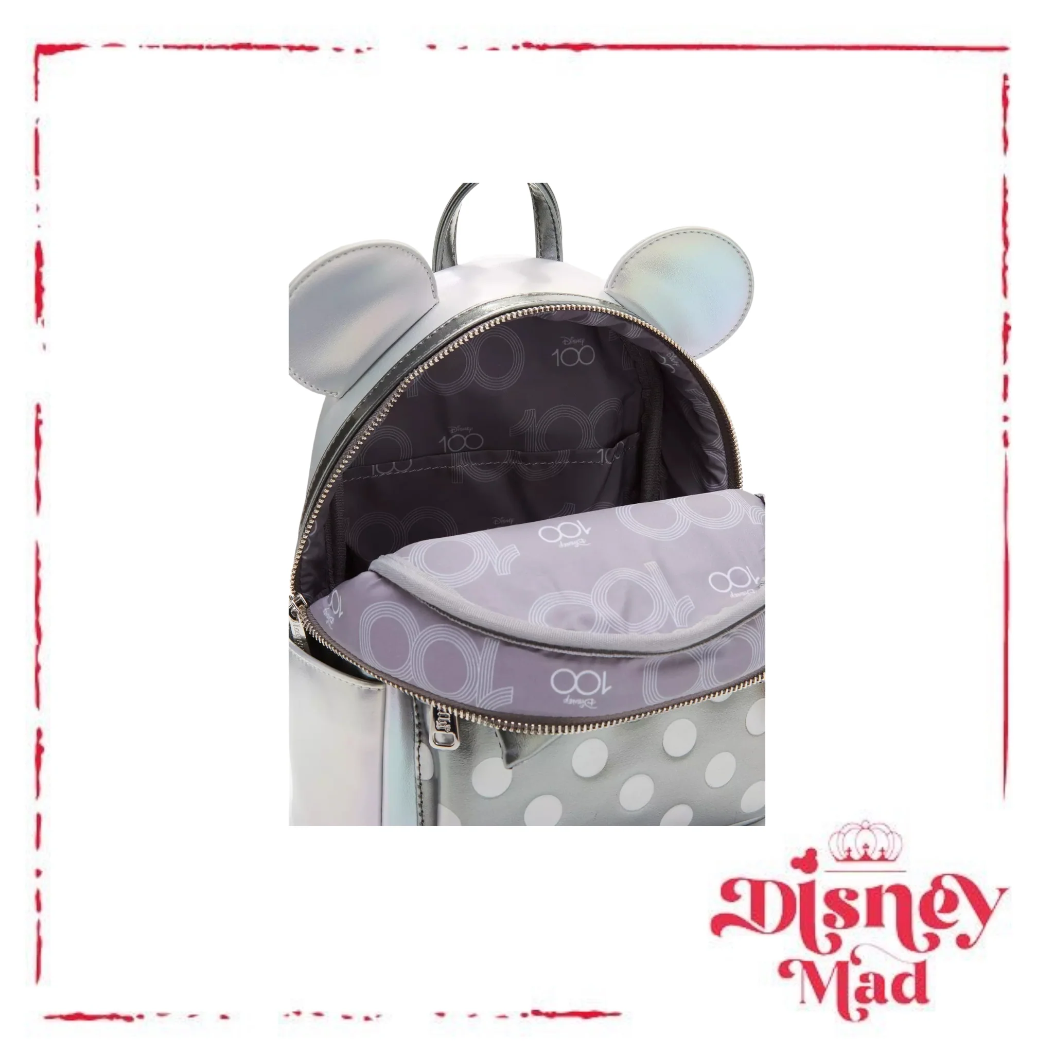 Loungefly Disney100 Minnie Mouse Platinum Mini Backpack - Image 4