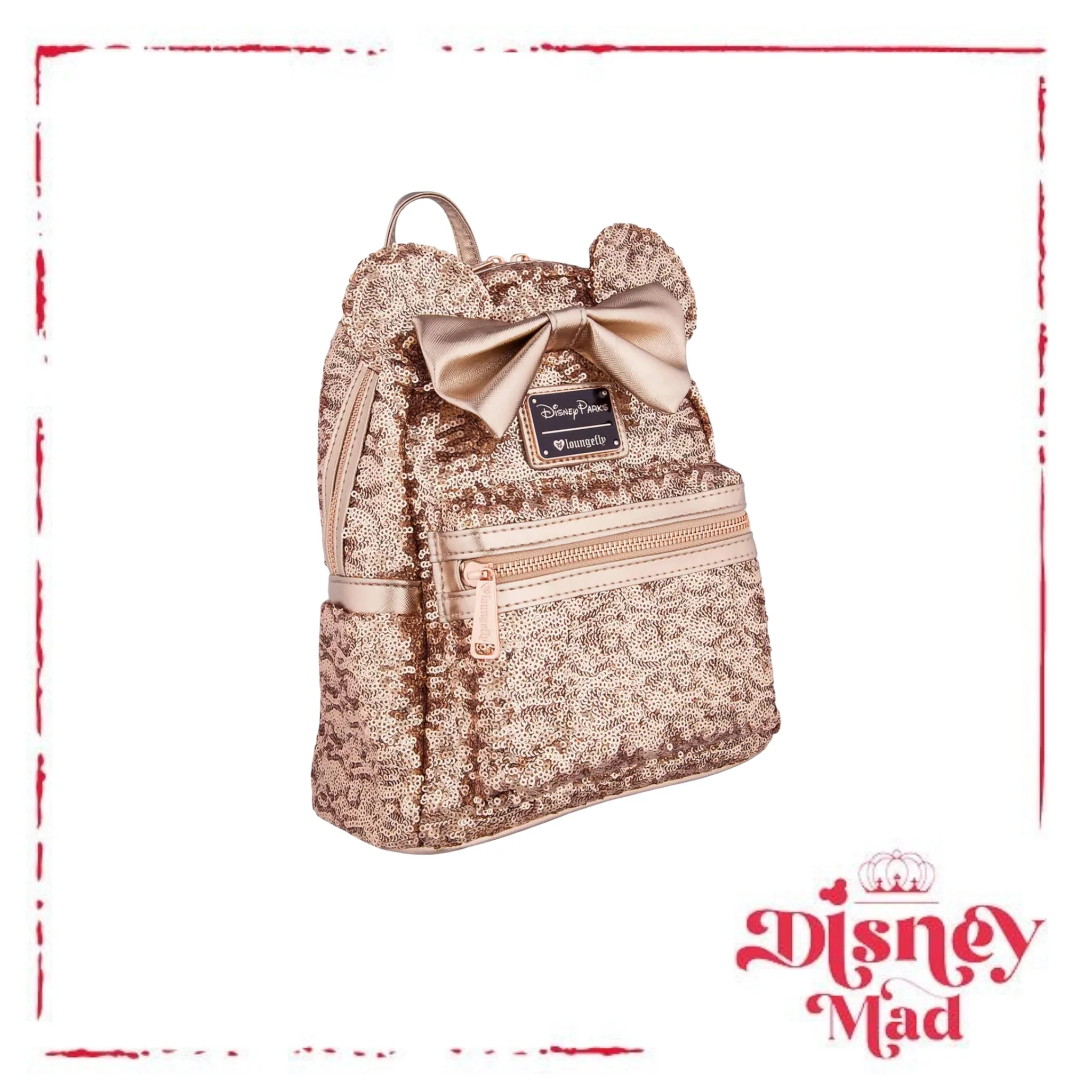 Loungefly Minnie Mouse Rose Gold Sequin Mini Backpack - Disney Parks - Image 2
