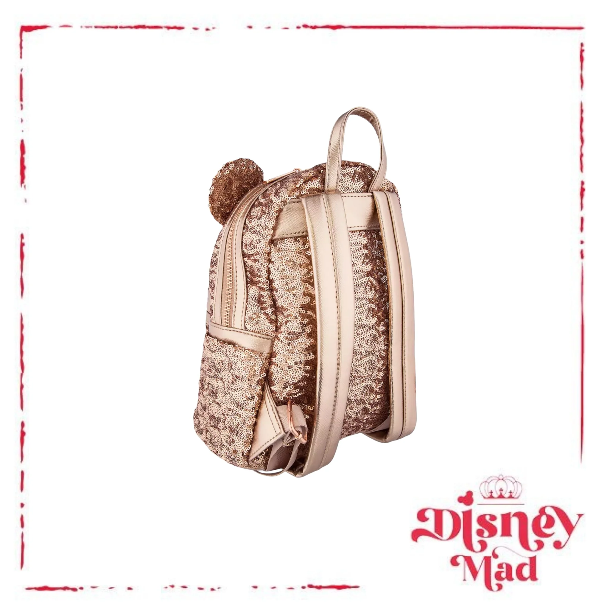 Loungefly Minnie Mouse Rose Gold Sequin Mini Backpack - Disney Parks - Image 3