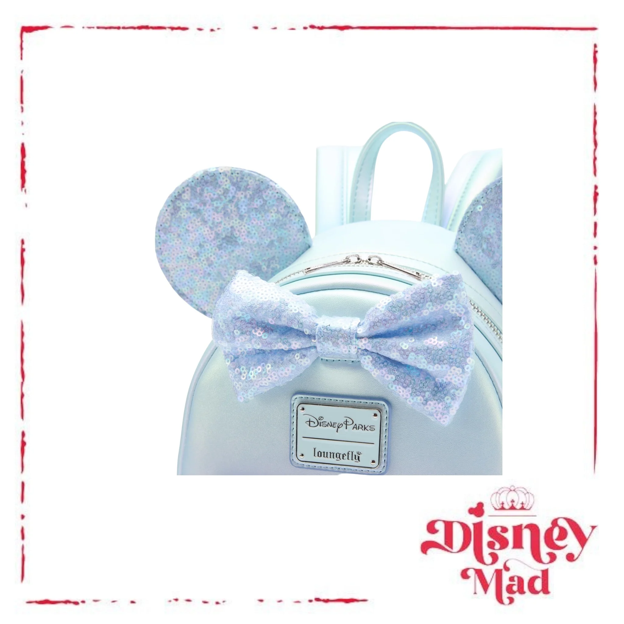 Loungefly Minnie Mouse Sequin Winter Blue Mini Backpack - Disney Parks - Image 2