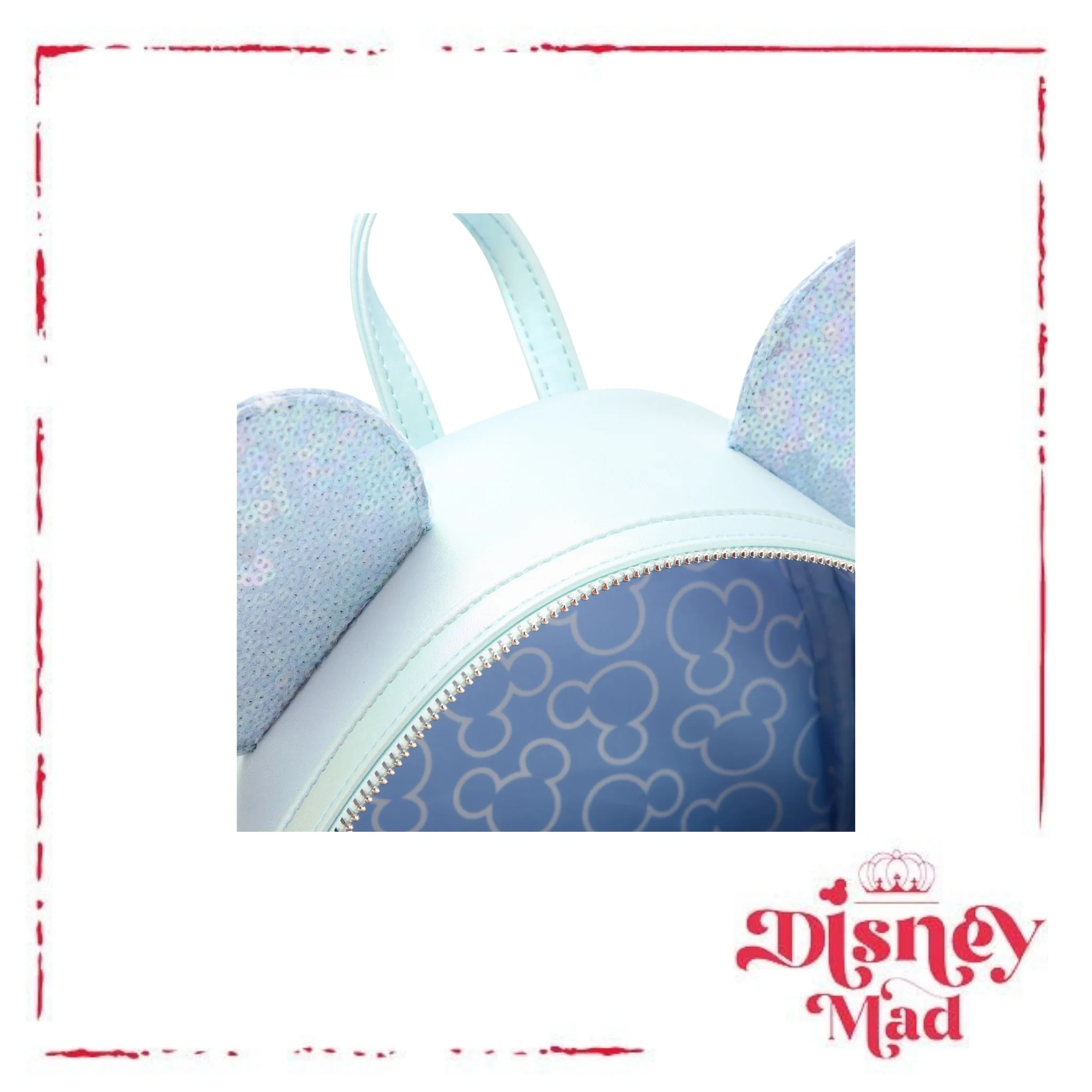 Loungefly Minnie Mouse Sequin Winter Blue Mini Backpack - Disney Parks - Image 3