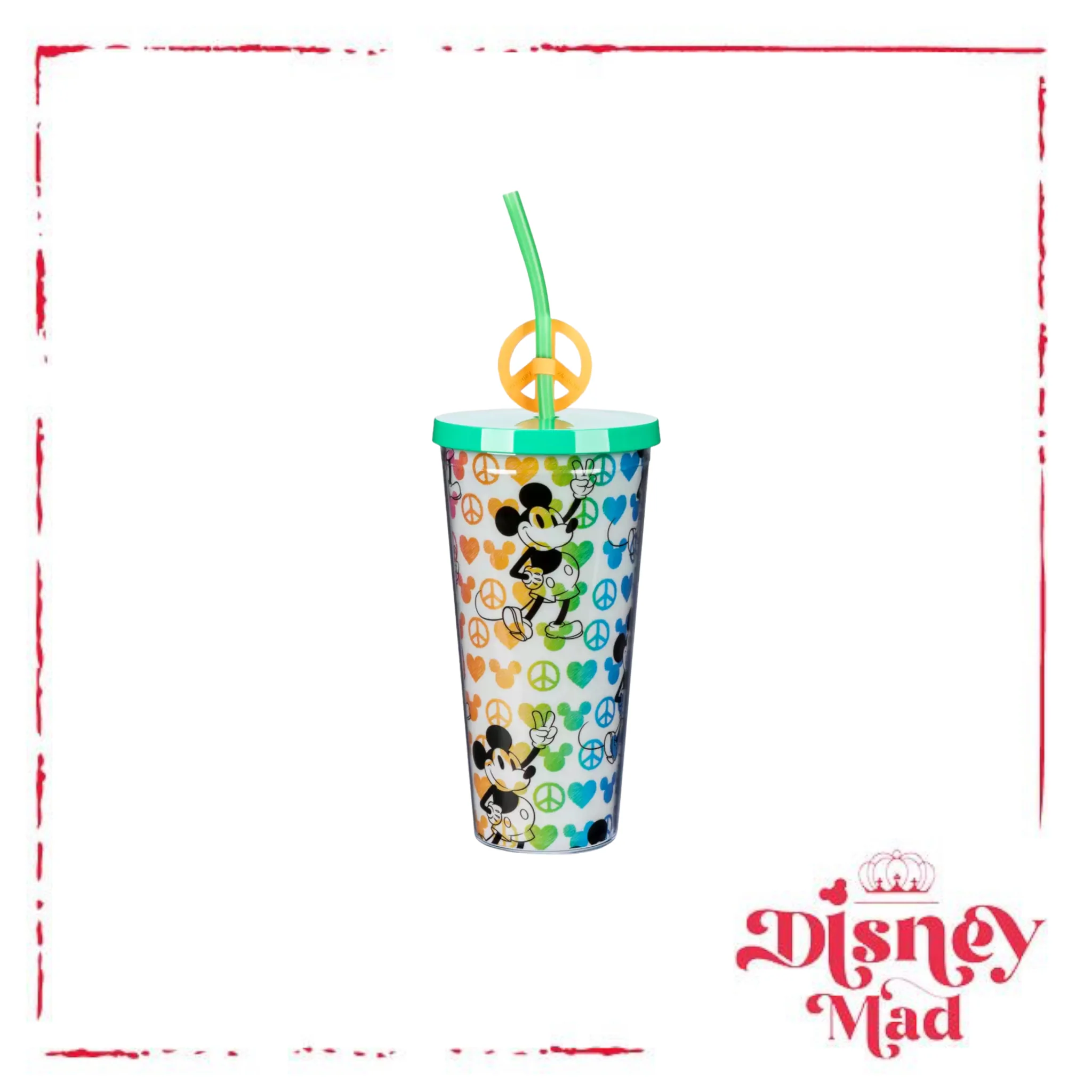Mickey Mouse Peace and Love Tumbler with Straw Disney Parks - Image 2