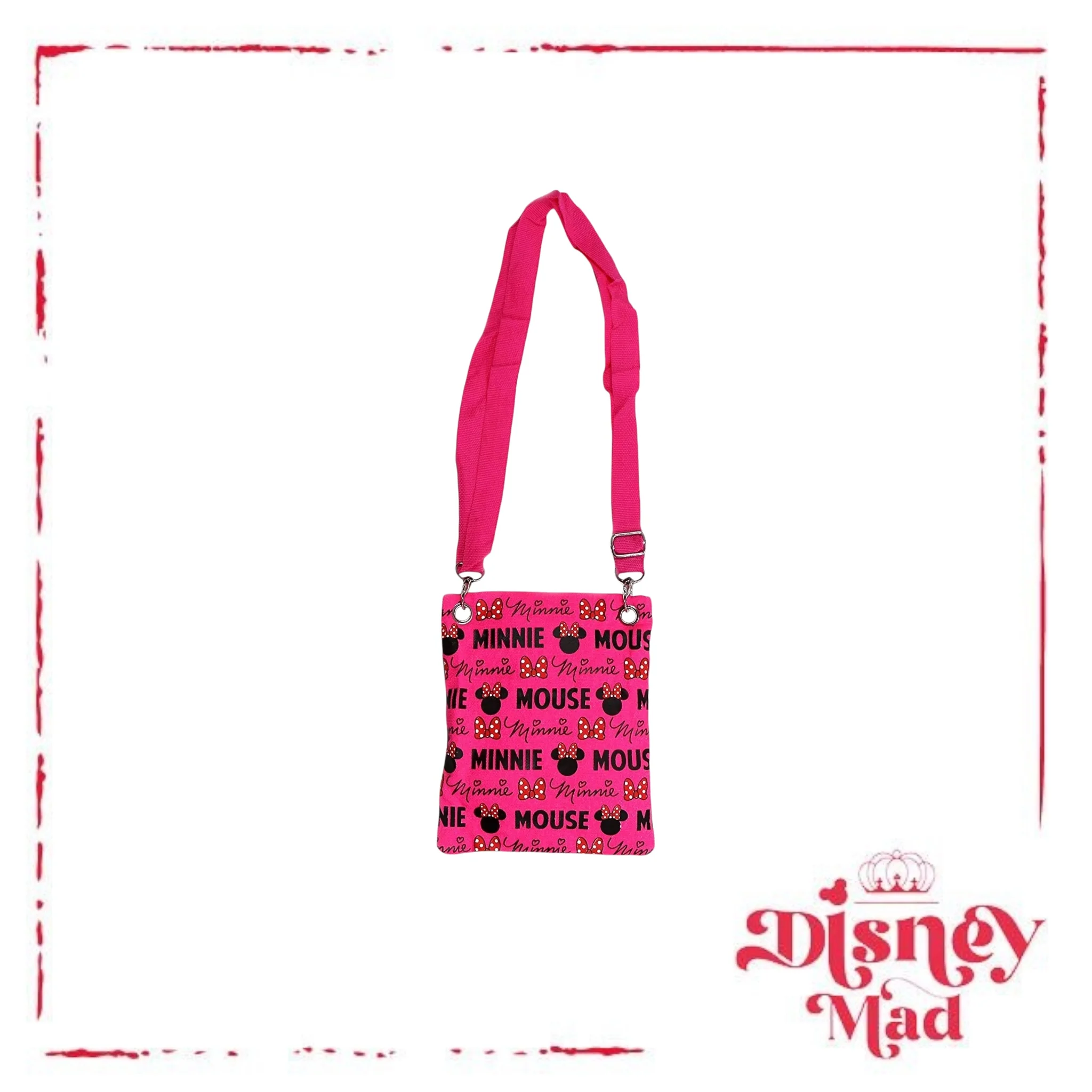 Minnie Mouse Glam Crossbody Passport Shoulder Bag Purse Pink - Image 3
