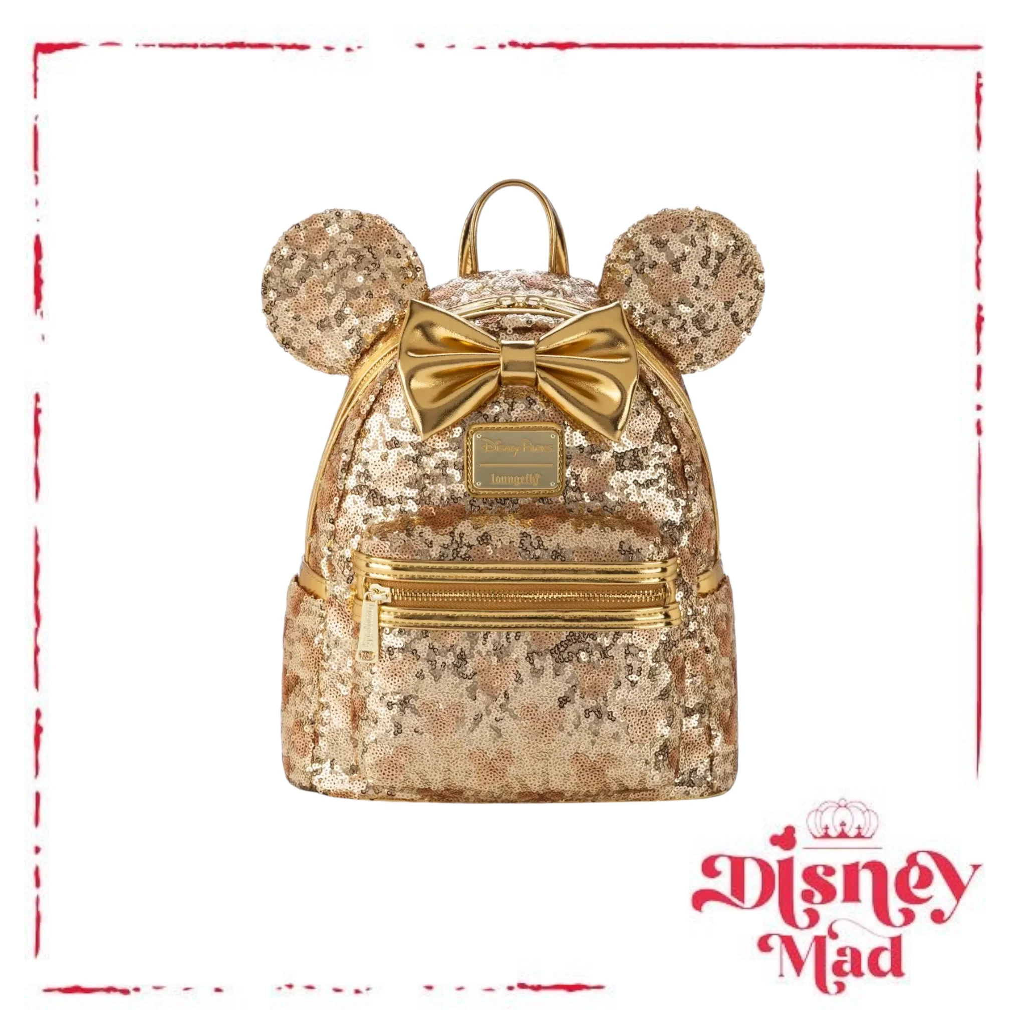 Minnie Mouse Gold Sequin Loungefly Mini Backpack - Disney Parks