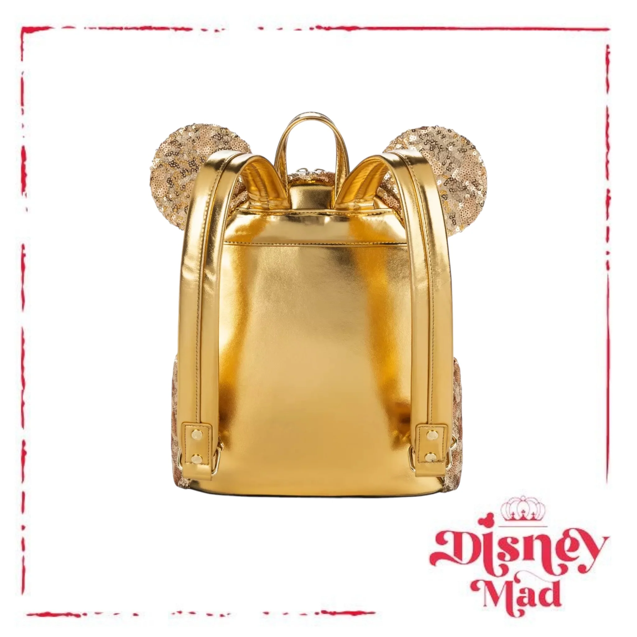 Minnie Mouse Gold Sequin Loungefly Mini Backpack - Disney Parks - Image 2