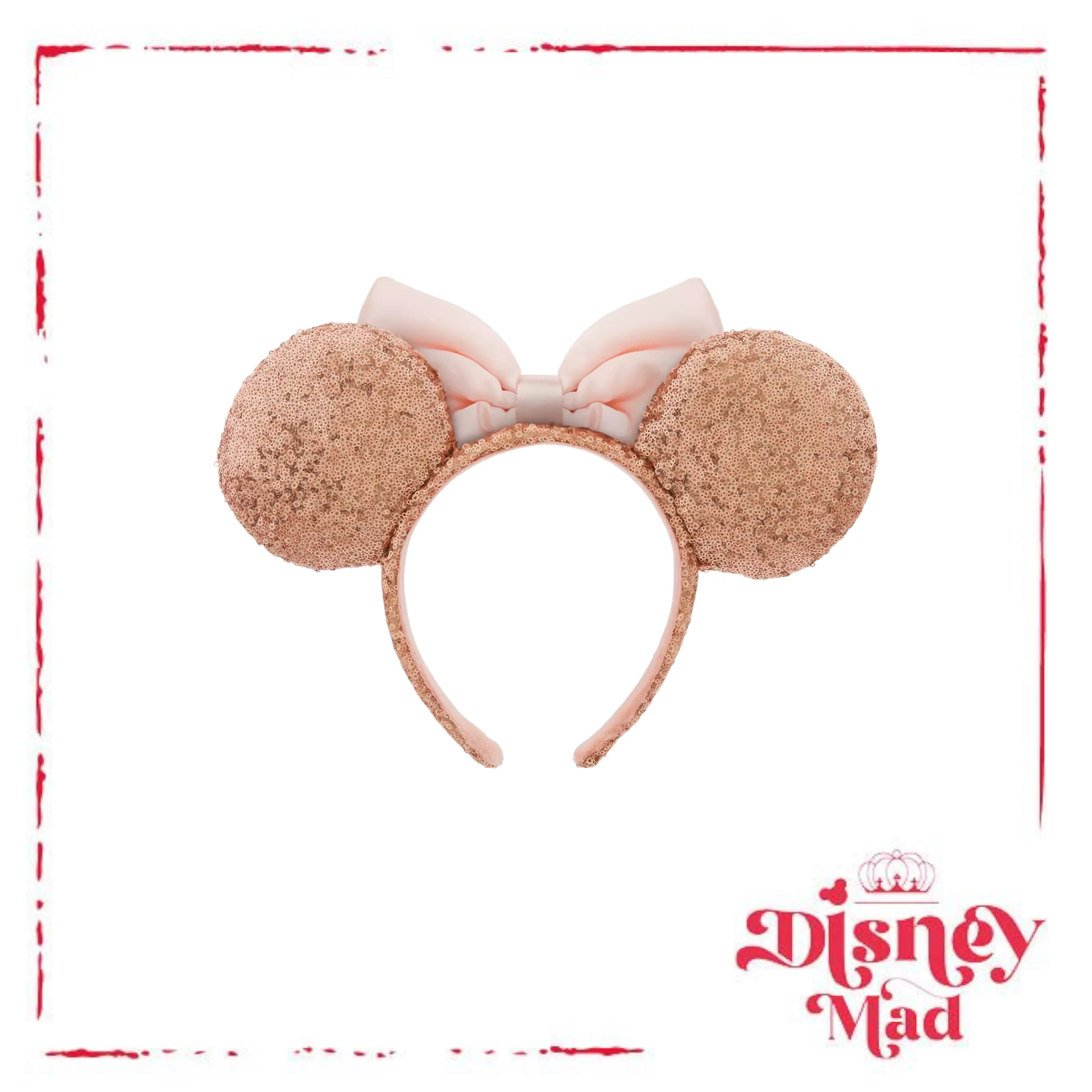 Minnie Mouse Sequin Ear Headband Rose Gold & Pink Disney Parks - Image 2