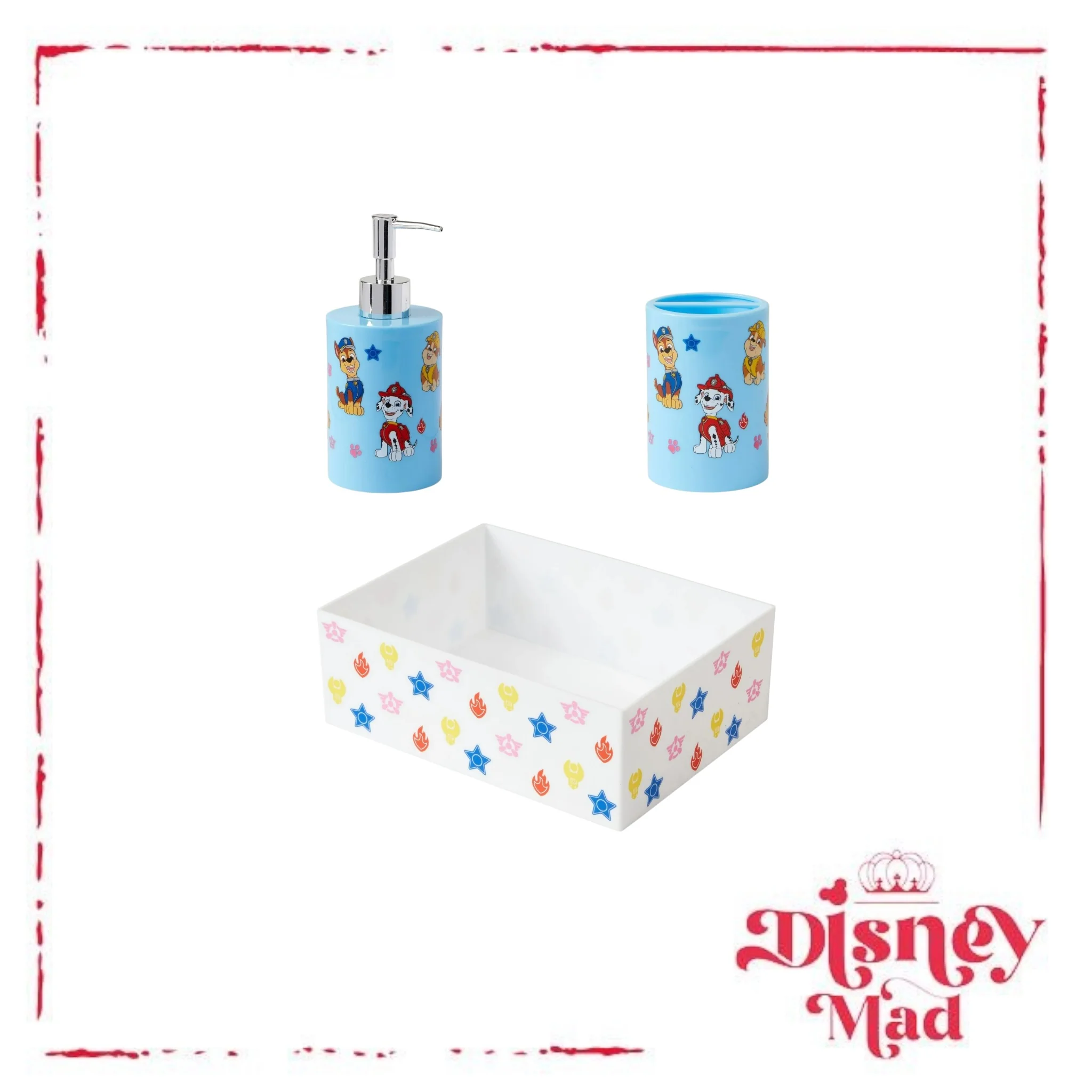 PAW Patrol 3-Piece Bathroom Accessory Set, Toothbrush Holder, Soap Pump, Storage Bin - Image 3