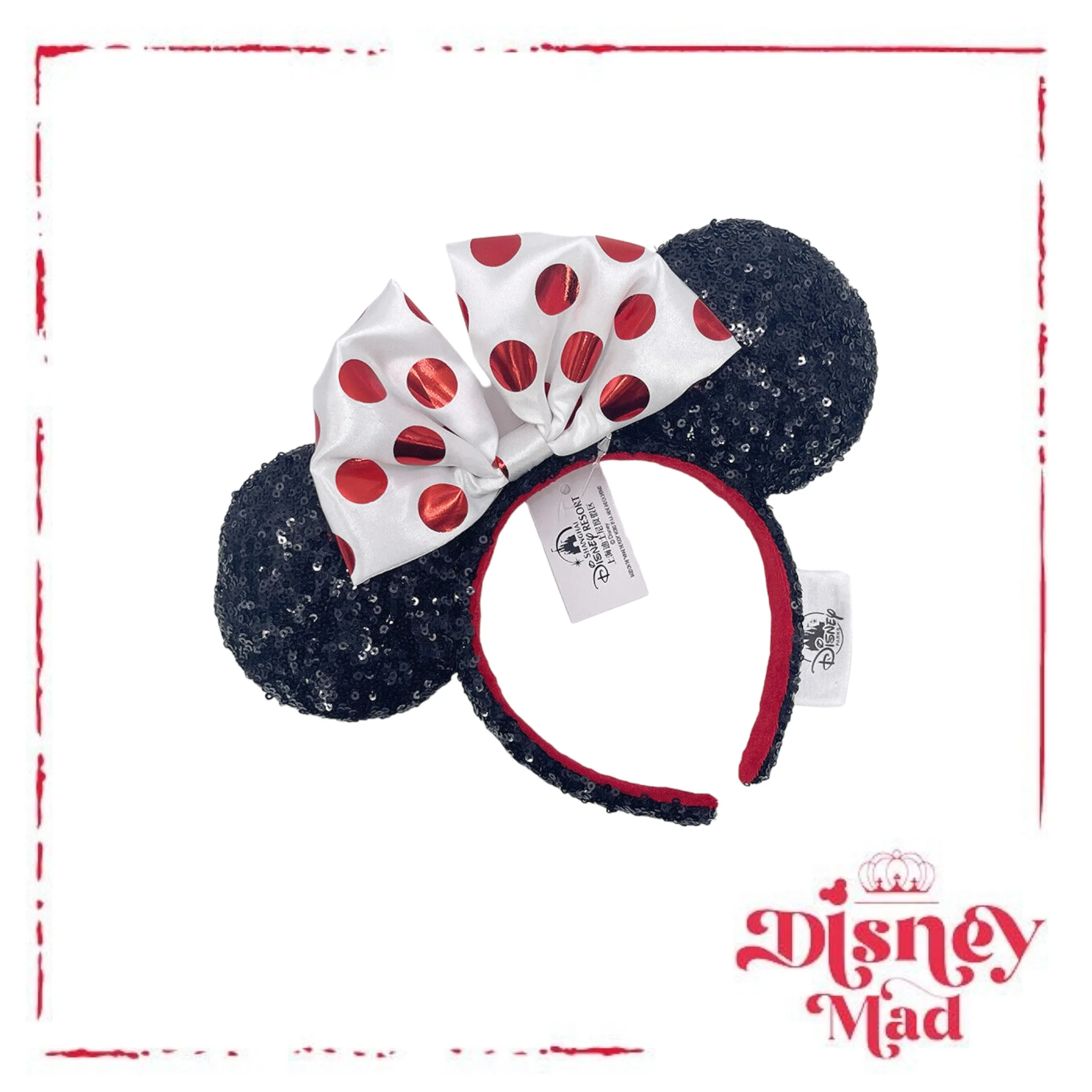 Red And White Polka Dot Sequin Minnie Mouse Ear Headband - Disney Parks - Image 2