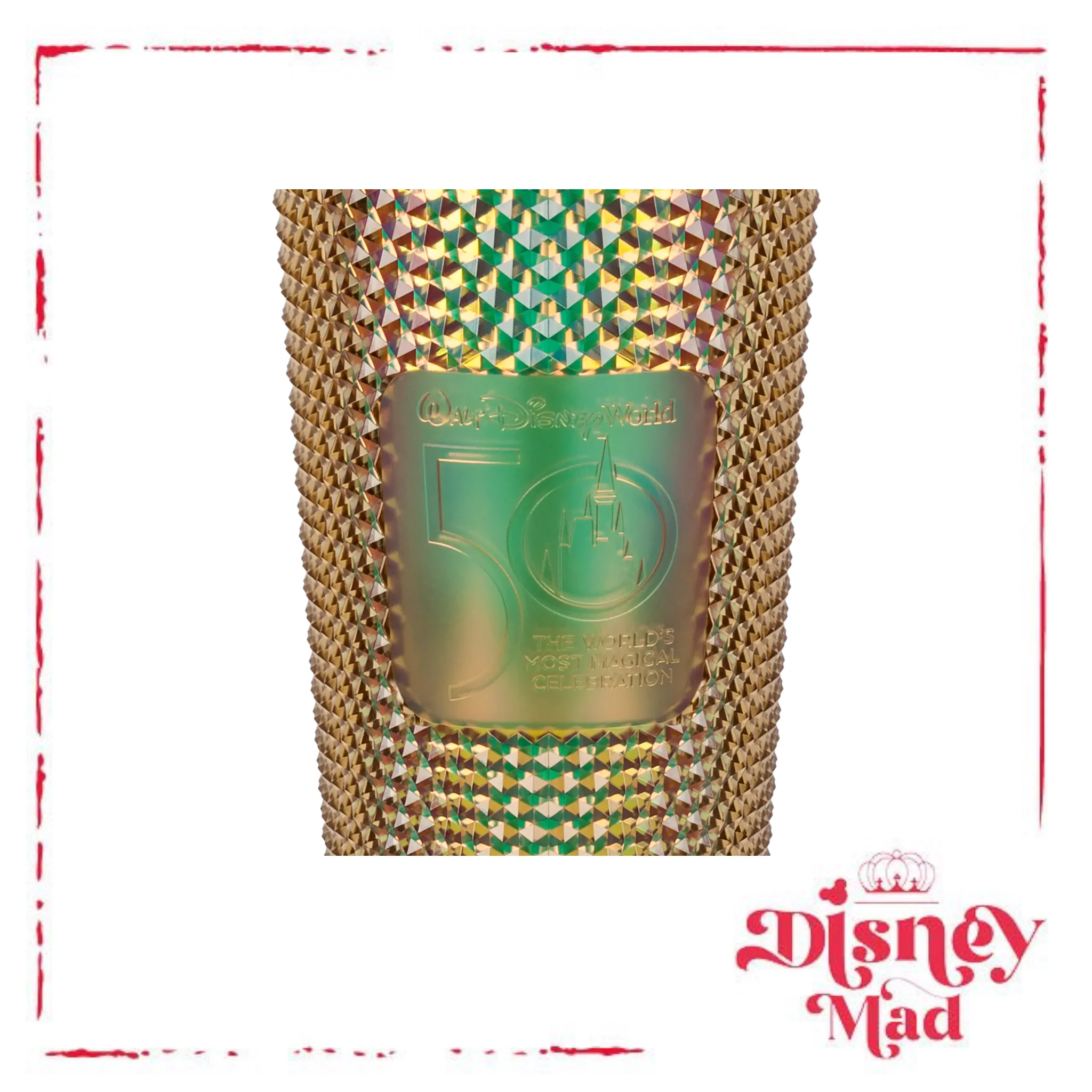 Walt Disney World 50th Anniversary Geometric Starbucks Tumbler with Straw – Gold - Image 3